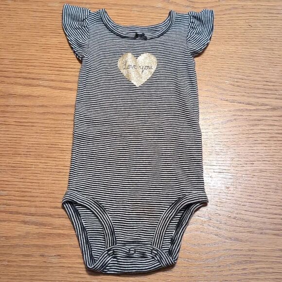 Carter's 9 Month Baby Short Sleeve Onesies Black White Gold - Picture 11 of 13